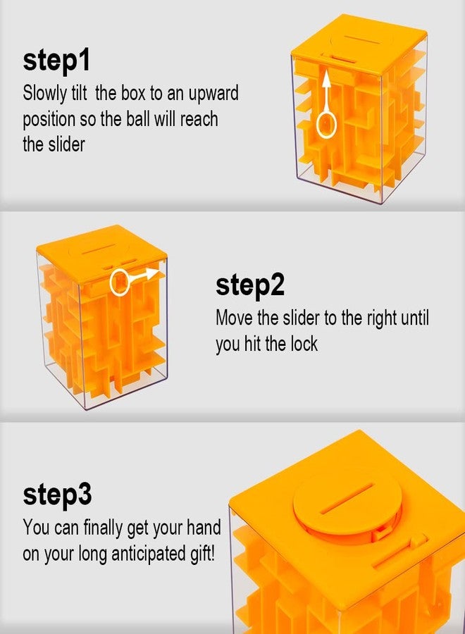 ThinkMax Money Maze Puzzle Box for Kids and Adults, Perfect Money Holder Maze Puzzle Gift Box (Orange) - Image 3
